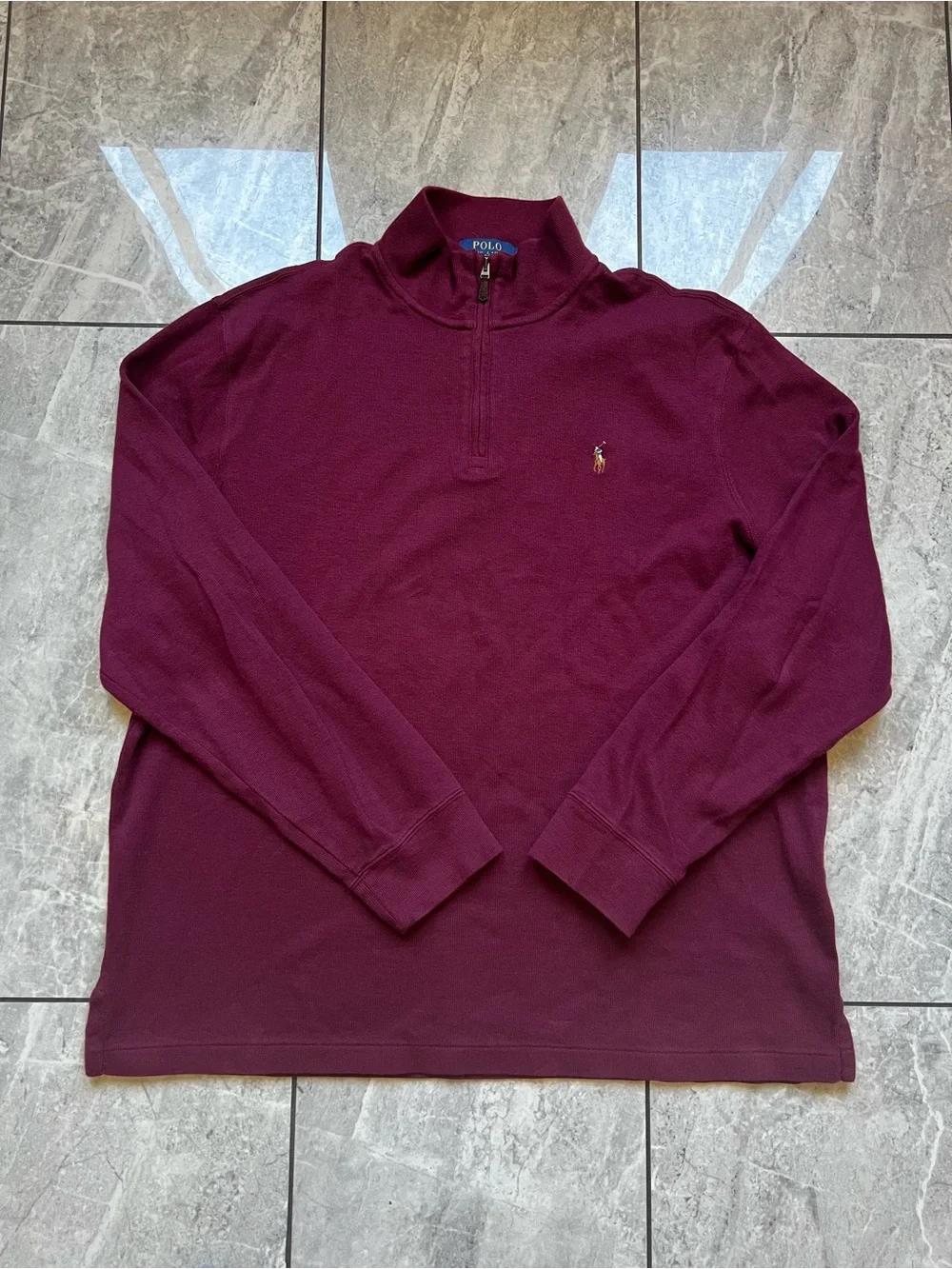 Polo Ralph Lauren Men's XL Estate Rib 1/4Zip Pullover Sweater Embroidered Maroon